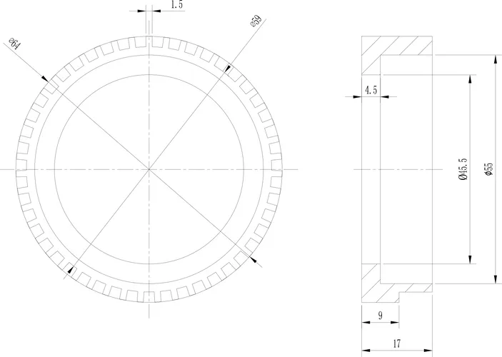 Disegno dell'anello di contatto del sensore ABS