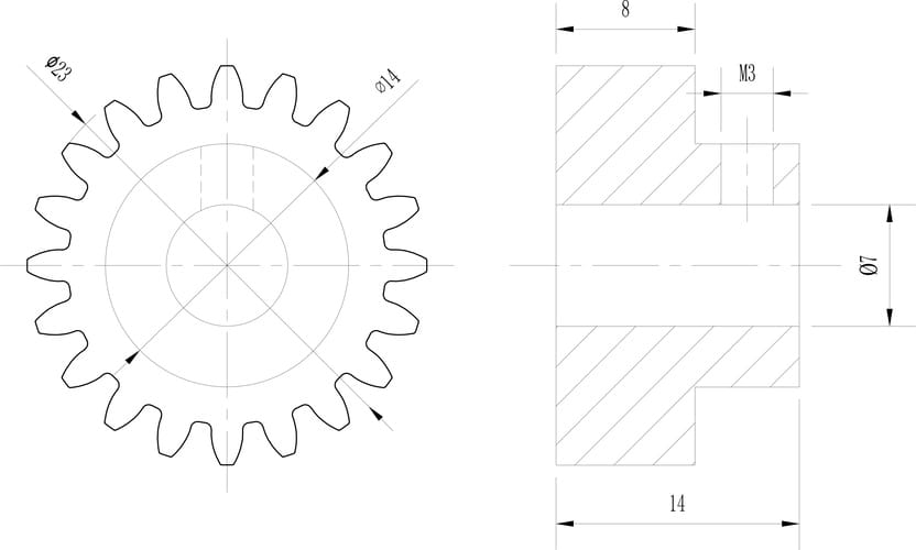 Factory Sintering Gear Drawing
