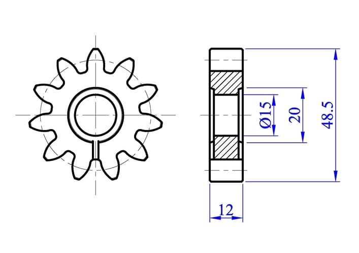 Powder Metal Oil Pump Gear Drawing
