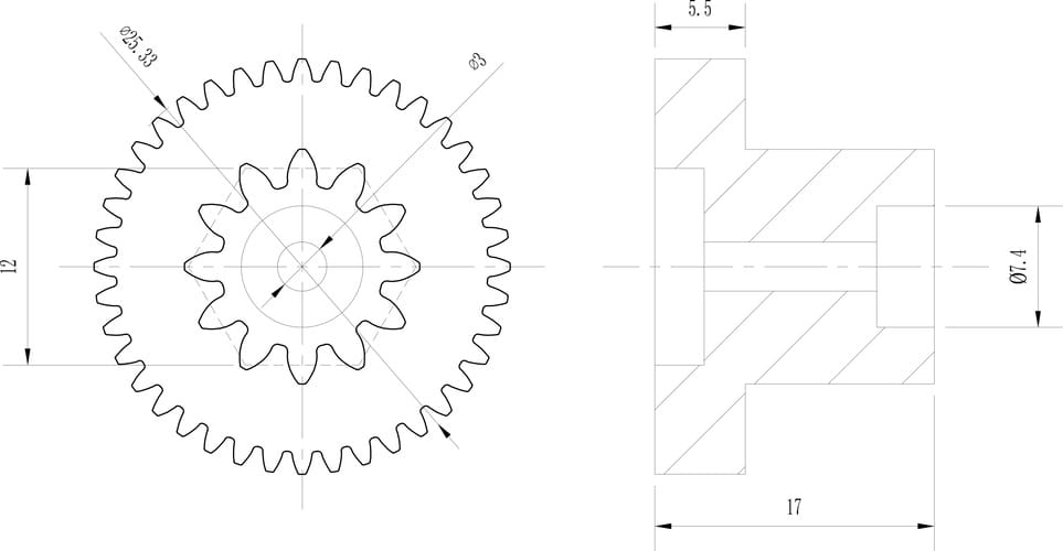 Powder Metallurgy Double Gear Drawing