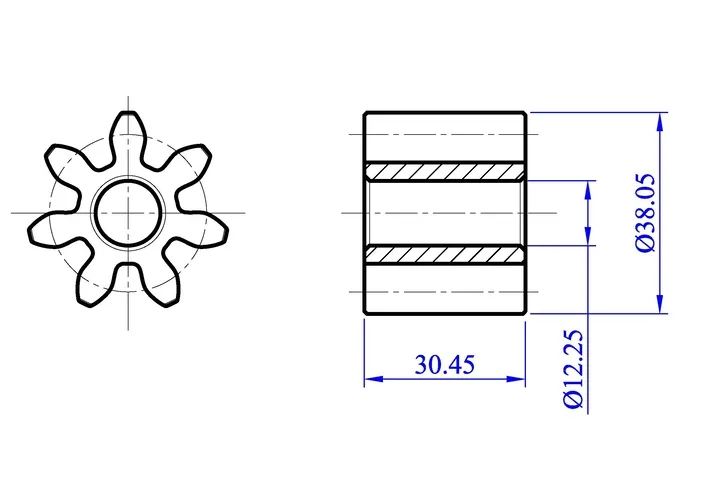 Desenho de Engrenagem de Bomba de Óleo para Metalurgia do Pó