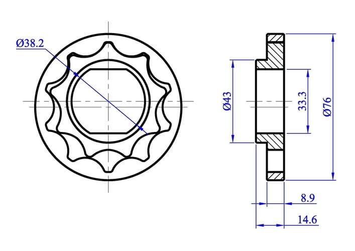 Powdered Metallurgy Oil Pump Rotor Drawing