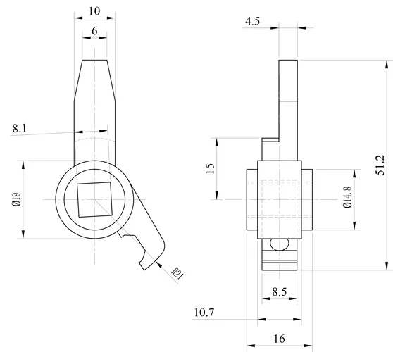 رسم جزء القفل المتكلس