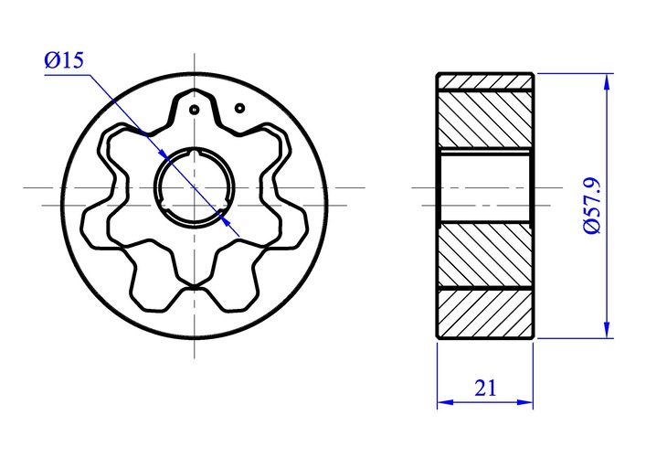 Sintering Oil Pump Rotor Drawing