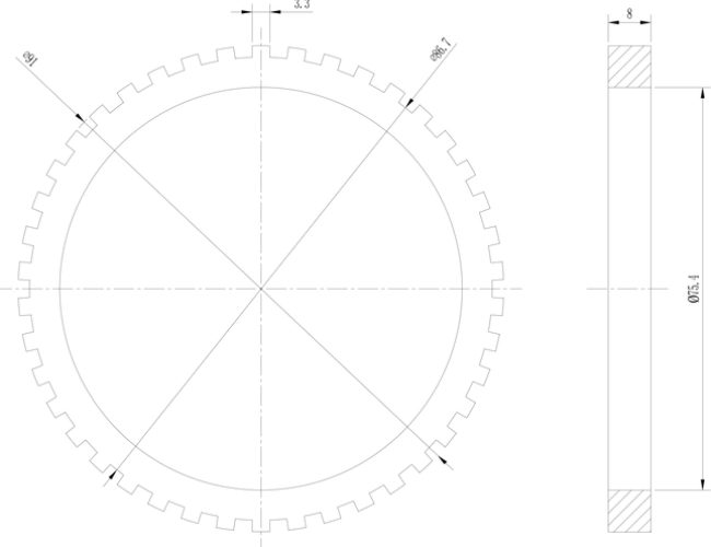 ABS Sensor Tone Ring Drawing