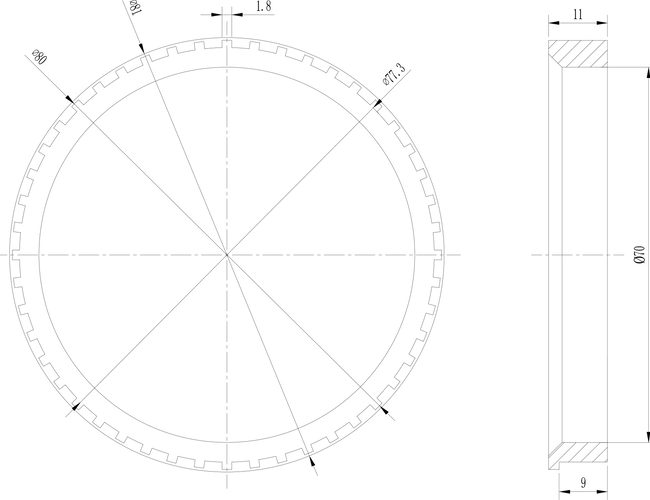 Sintered ABS Sensor Ring Drawing