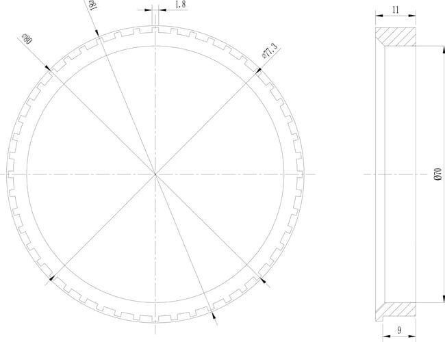Sintered ABS Sensor Ring Drawing