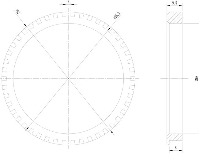 Sintered Metal ABS Sensor Ring Drawing