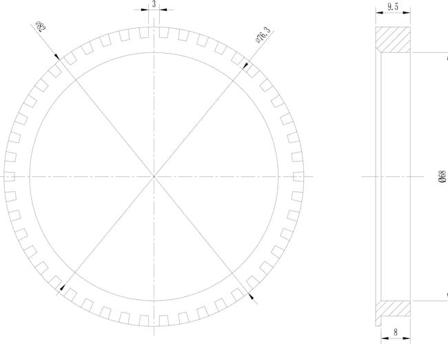 Sintered Metal ABS Sensor Ring Drawing